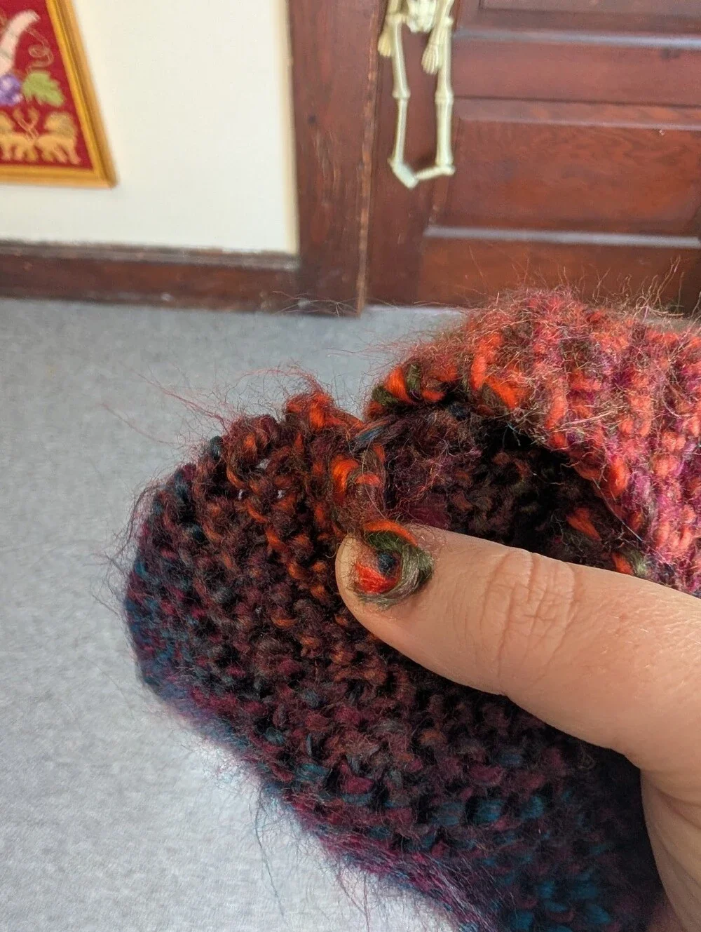 Hand Knit Rainbow Gradient Winter Headband‎ With Knotted Front Accent